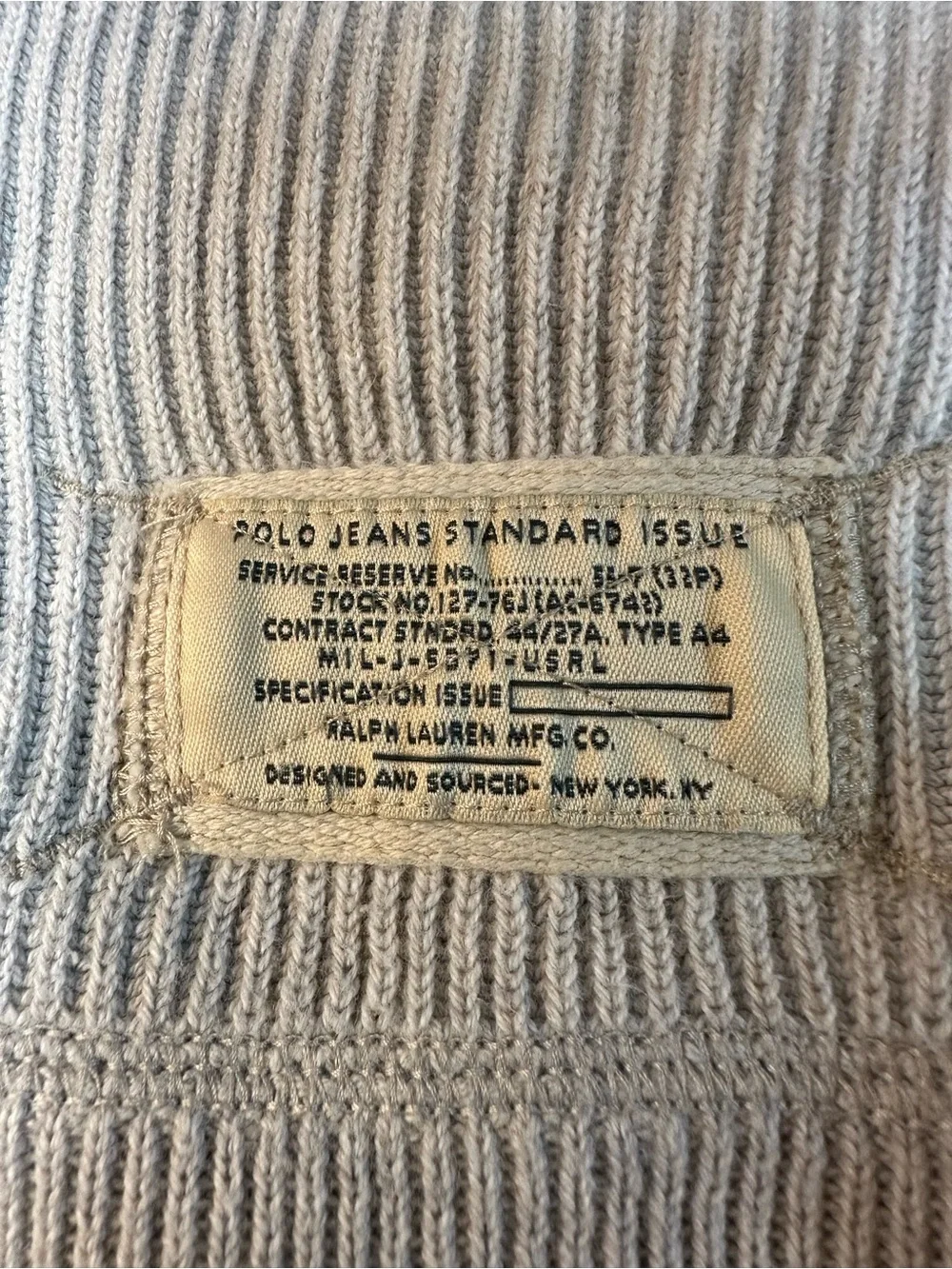 Polo by Ralph Lauren Men's Light Gray Ribbed Half-Zip Sweater